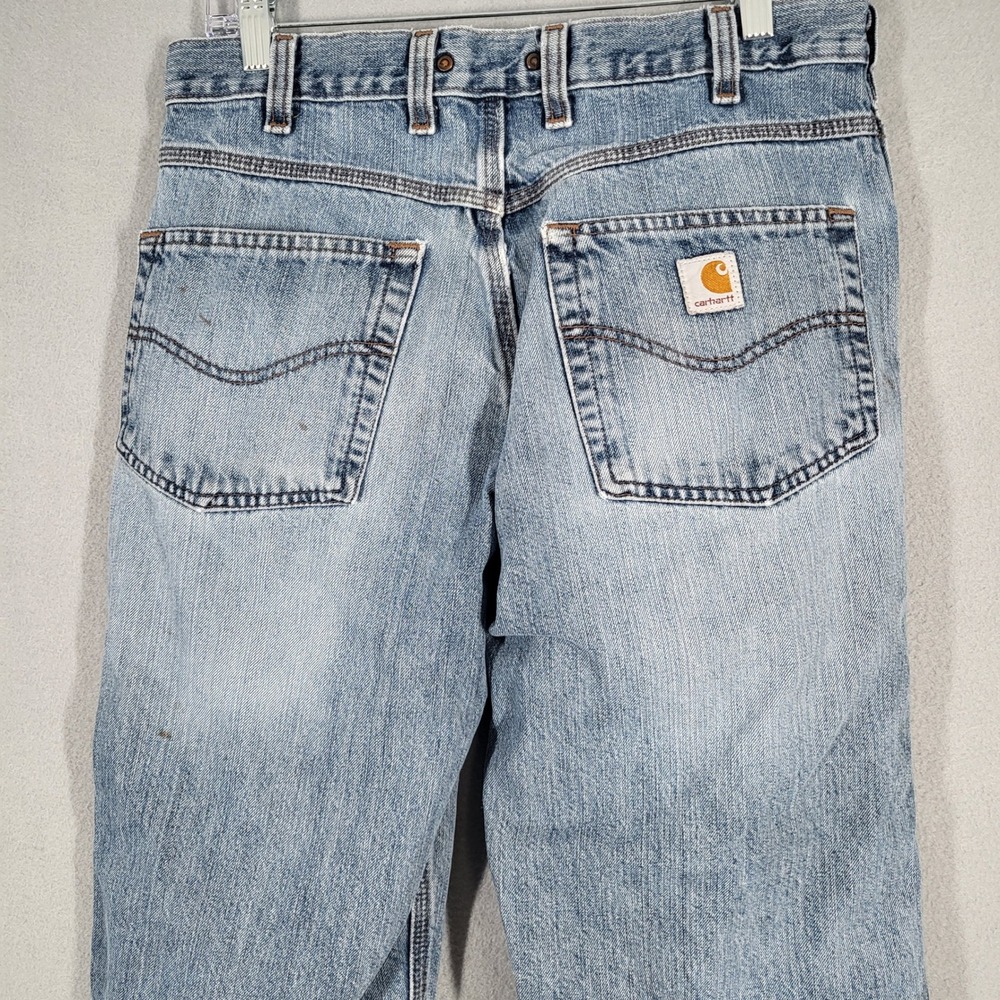 Carhartt Jeans Men's 32x29 Light Wash Denim Relaxed Fit Distressed Workwear Pant - Picture 14 of 16